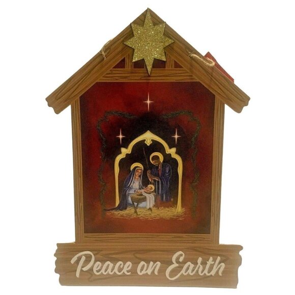 Christmas House Hanging Nativity Wall Décor Christmas Blessings Peace on Earth - Picture 8 of 11